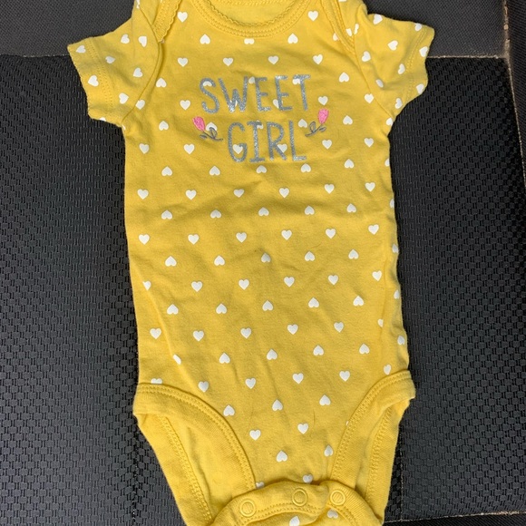 Carter's Other - (3/$30) child of mine by Carter’s yellow& white polka dot short sleeve onesie